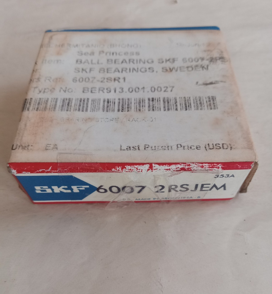 SKF 6007-2RSJEM Deep Groove Ball Bearing 35x62x14mm Sealed