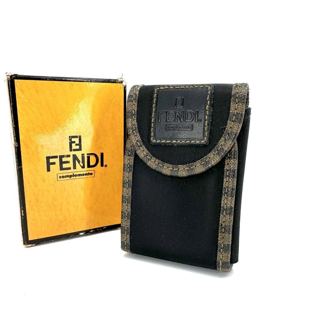 Fendi Pecan Pattern Cigarette Case Black Unisex Brand