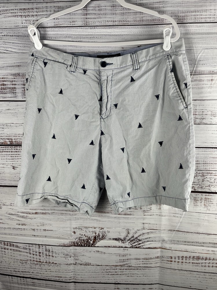 Tommy Hilfiger Men’s Blue Cotton Chino Shorts Flat Front Size 36