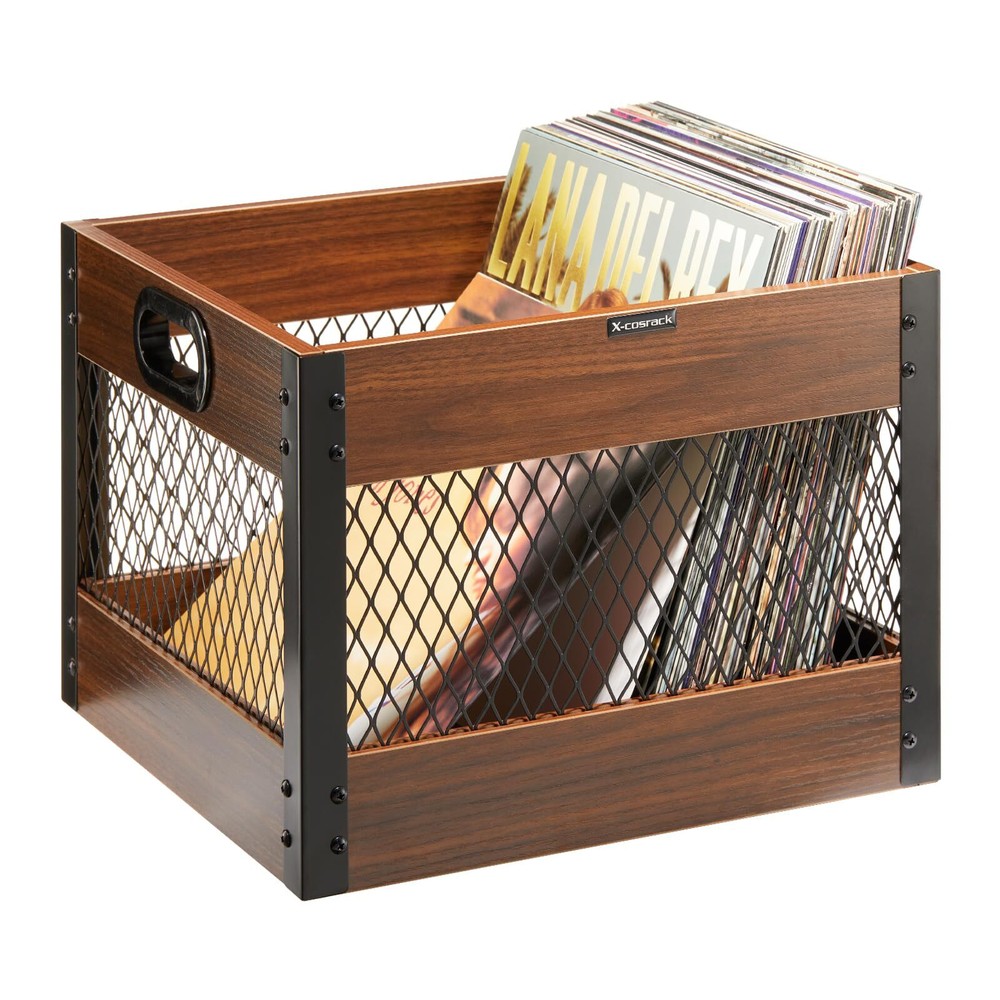 Vinyl Record Storage Crate, Wooden LP Album Shelf Vinyl Storage Cube Organize...