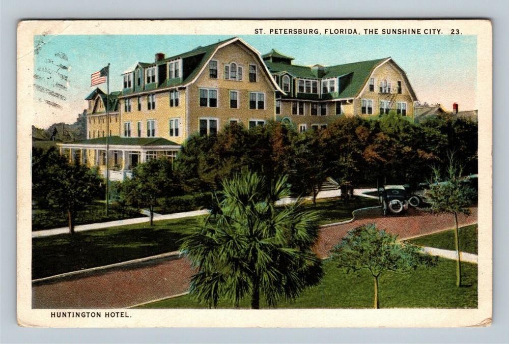 St Petersburg FL, Huntington Hotel, Florida c1925 Vintage Postcard