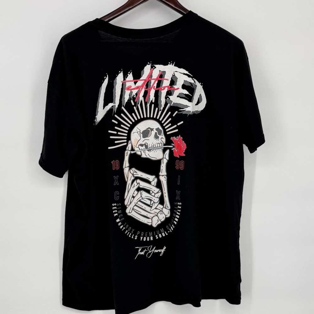 RGSTR Shirt Mens 2XL Black Limited Edition Skull Rose Graphic Trust Yourself Tee