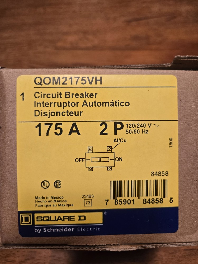 SQUARE D QOM2175VH 2P 175A 120/240V Circuit Breaker