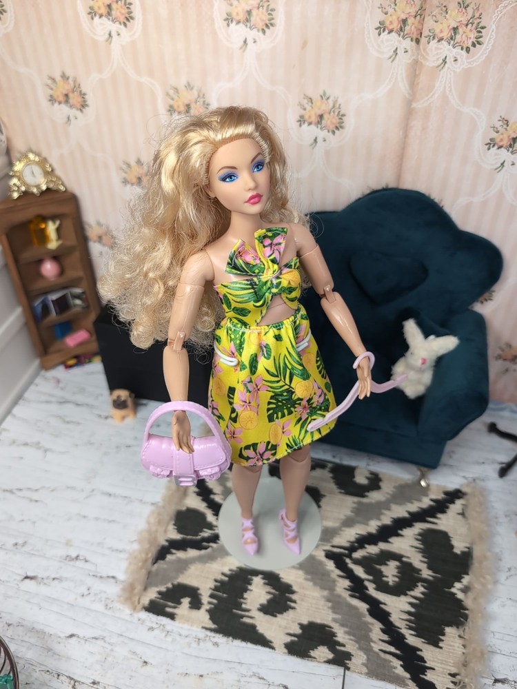 Curvy Barbie Clone Outfit - Dress, Purse, Shoes, Hanger