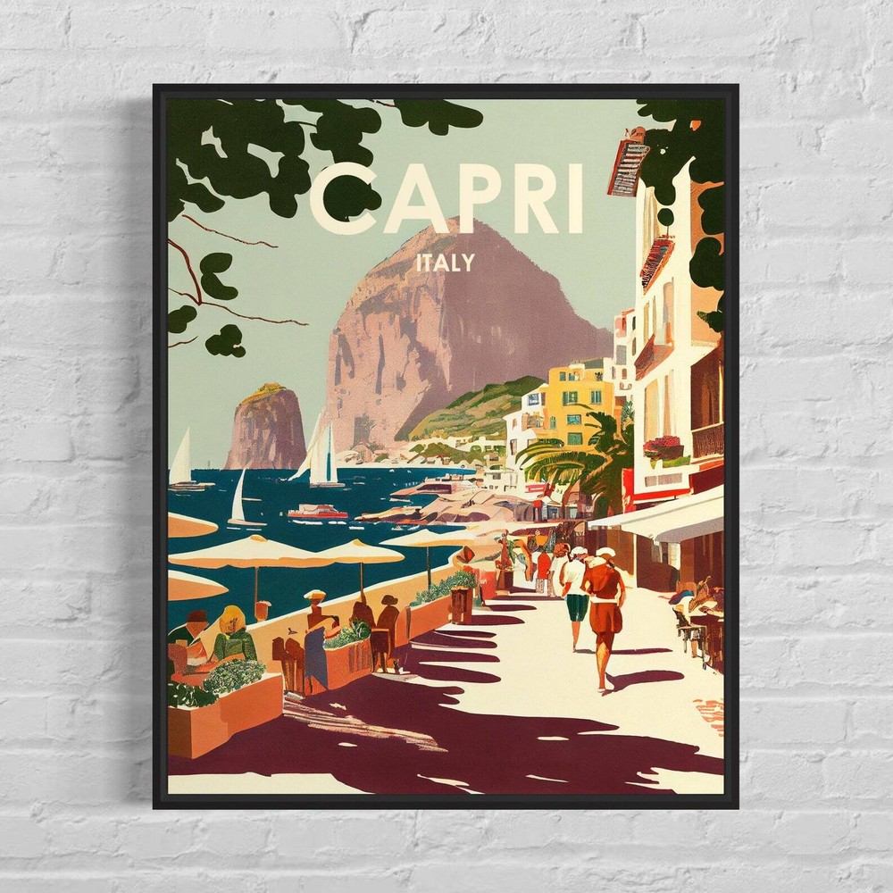 Capri Italy Retro Art Print Capri Italy Wall Art Illustration Capri Italy