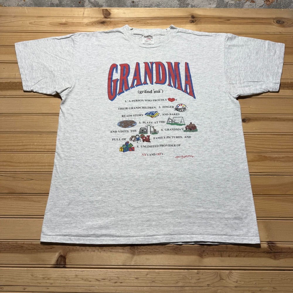 Vintage 90s Grandma Definition Novelty Funny Graphic Heather T-Shirt USA - XL