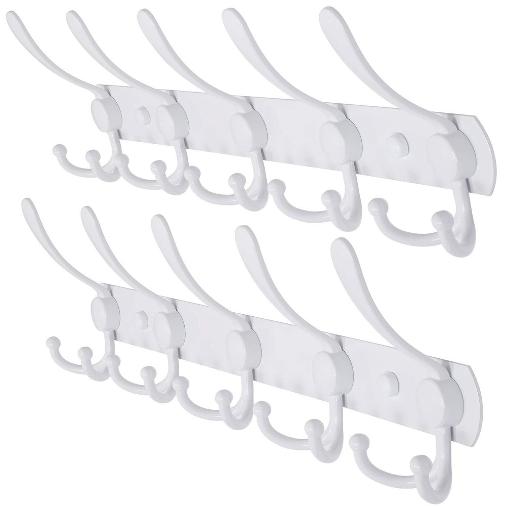 Wall Mounted Coat Rack - 5 Tri Hooks, Heavy Duty, Stainless Steel, Metal Coat...