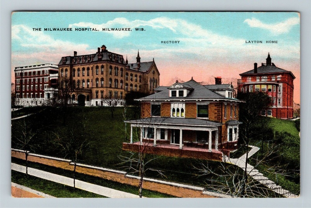 Milwaukee WI-Wisconsin Hospital Layton Home Rectory Antique Vintage Postcard