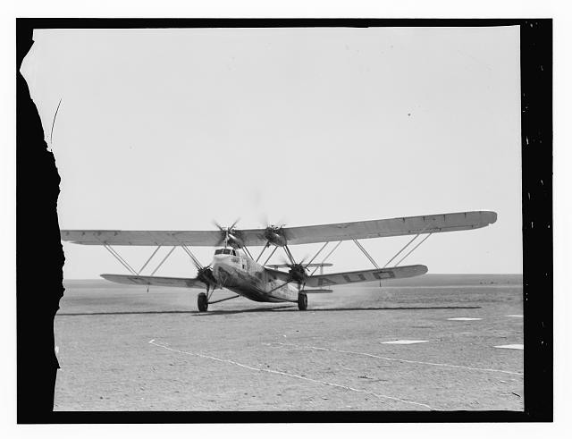 Photo:Gaza Palestine 1935 Imperial Airways Hanno Aircraft biplane```