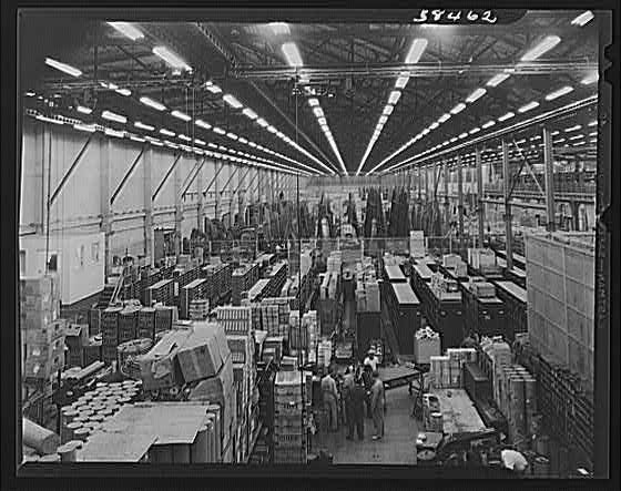 Burbank California 1940s Vega Aircraft Corp factory interior manufacturing
