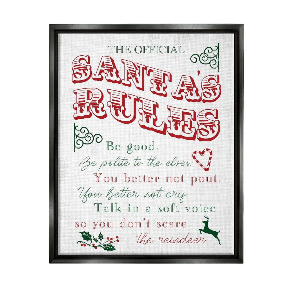Official Santa's Rules Christmas List Floating Framed Wall Art, Design by Lil...