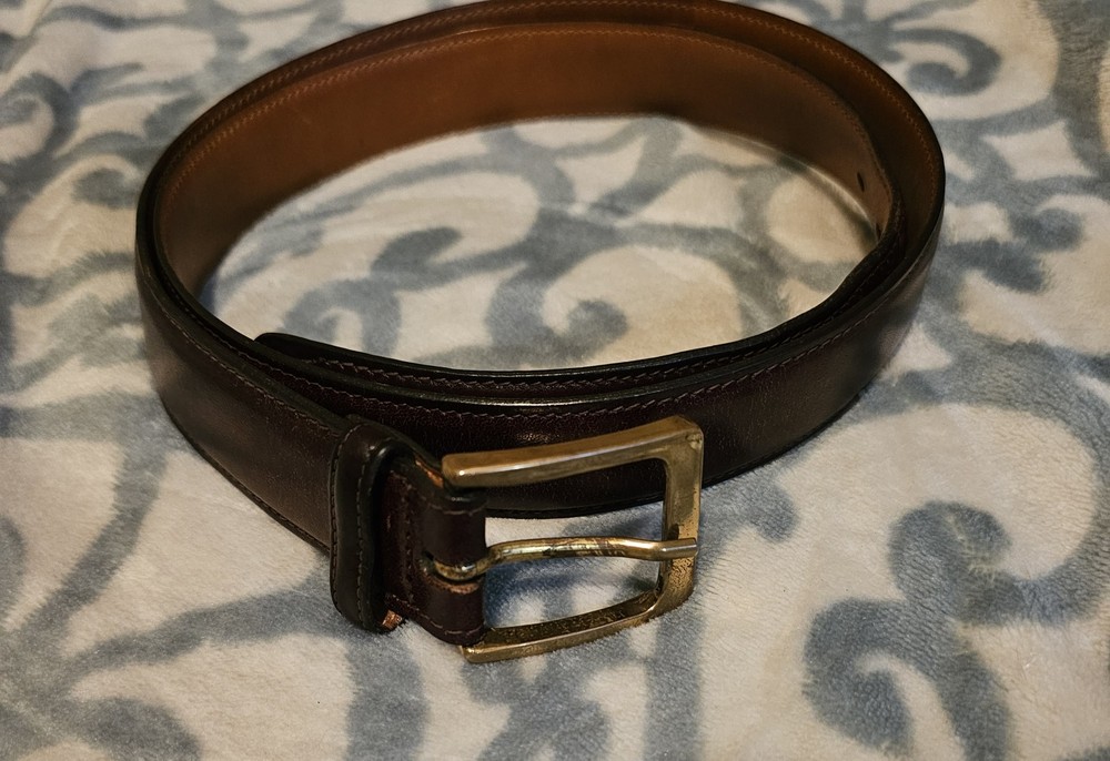 Trafalgar Men's Leather Cortina Dress Belt Dark Brown Size 38 USA Made