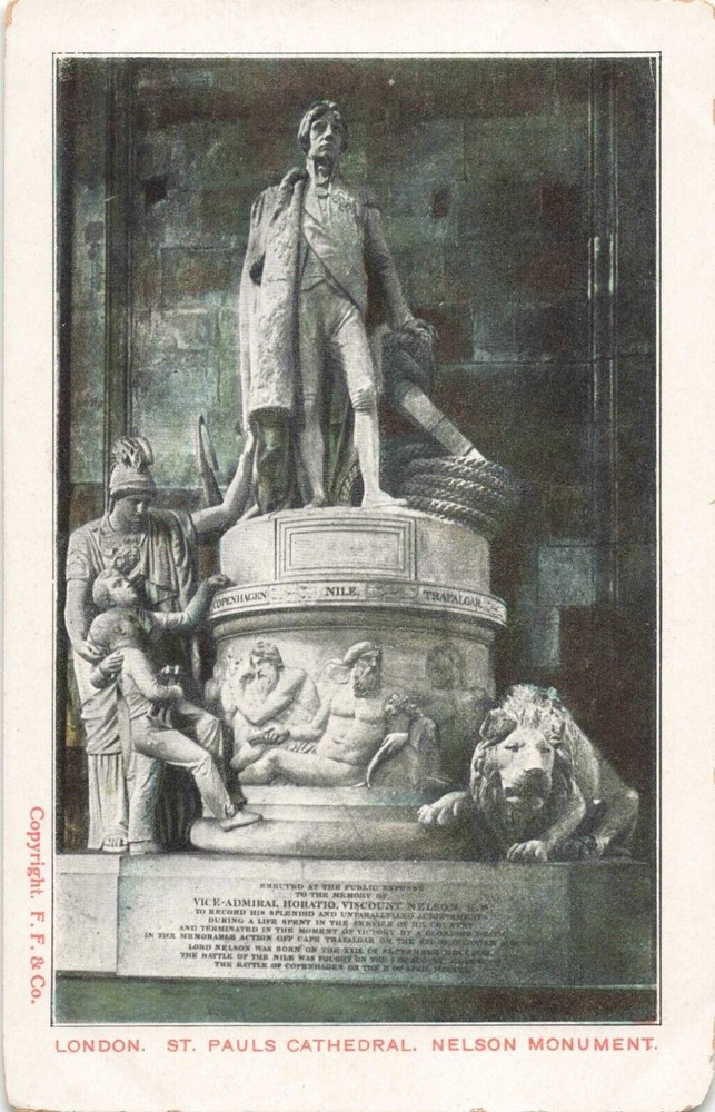 London England UK, St. Pauls Cathedral Nelson Monument, Vintage Postcard