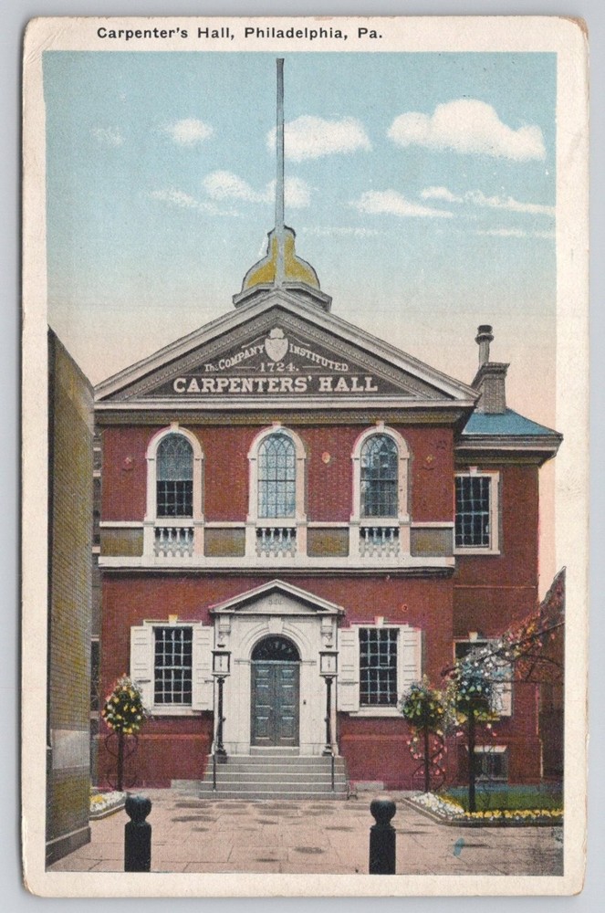 1917 Carpenter's Hall Philadelphia PA Postcard US Gov't Bonds Stamp