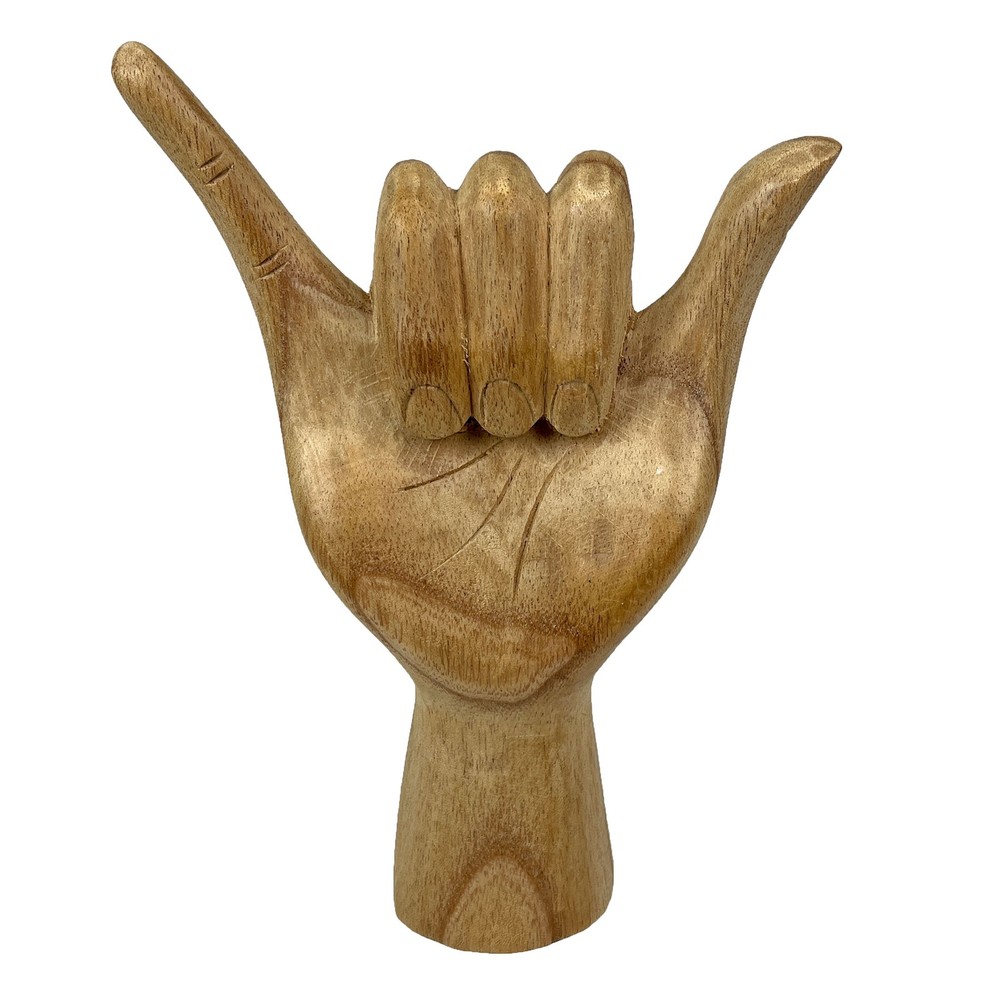 Zeckos Hang Loose Wooden Hand Sculpture – Relaxed Vibes Decor
