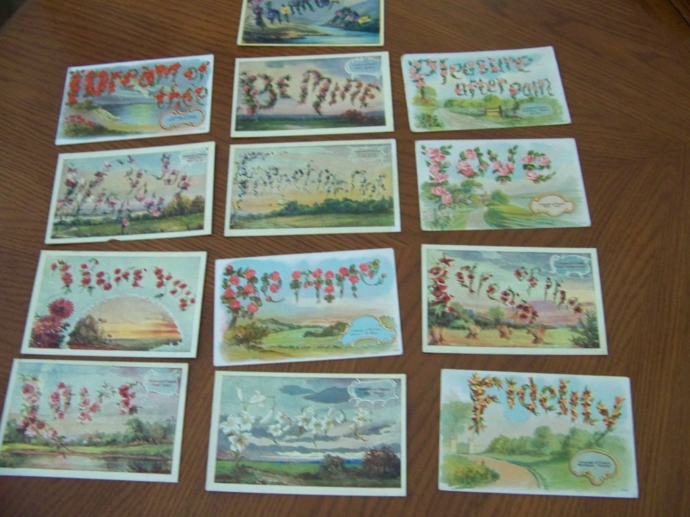 Language of Flowers Victorian Postcard Lot 13 Different Nice Early Set Greetings