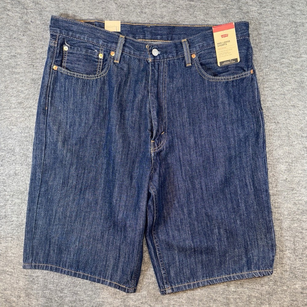 NWT Levi's Men 469 Loose Fit Baggy Indigo 5-Pocket Jean Denim Shorts Sz 42 Waist