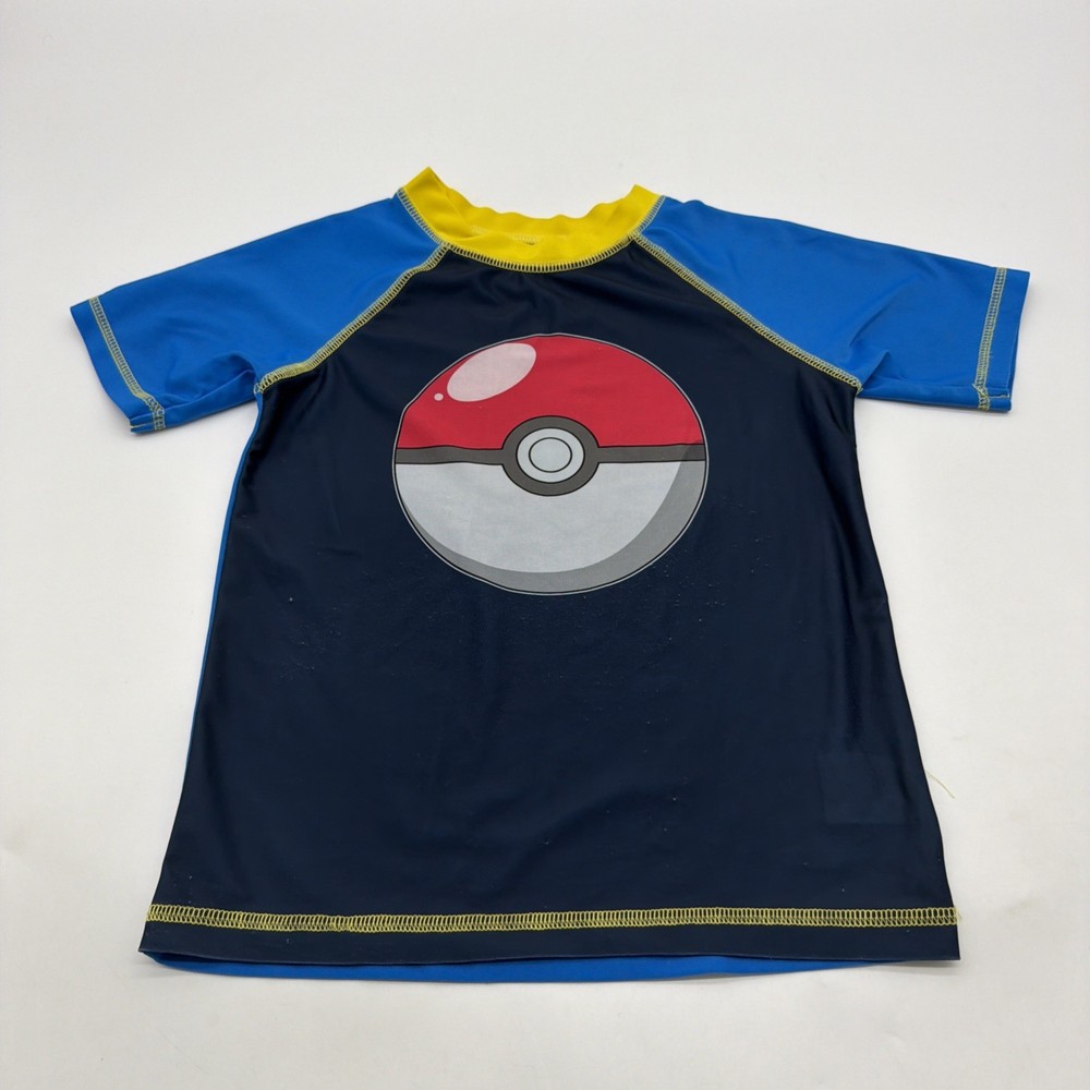 Pokemon Swim T-shirt Kids Boys S Blue Graphic Print Logo.#43533