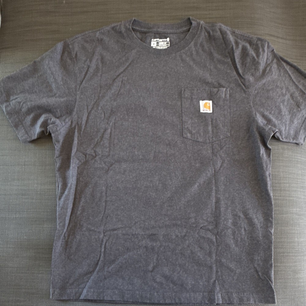 Carhartt Men's Loose Fit Pocket T-Shirt Gray Solid Crew Neck Size M