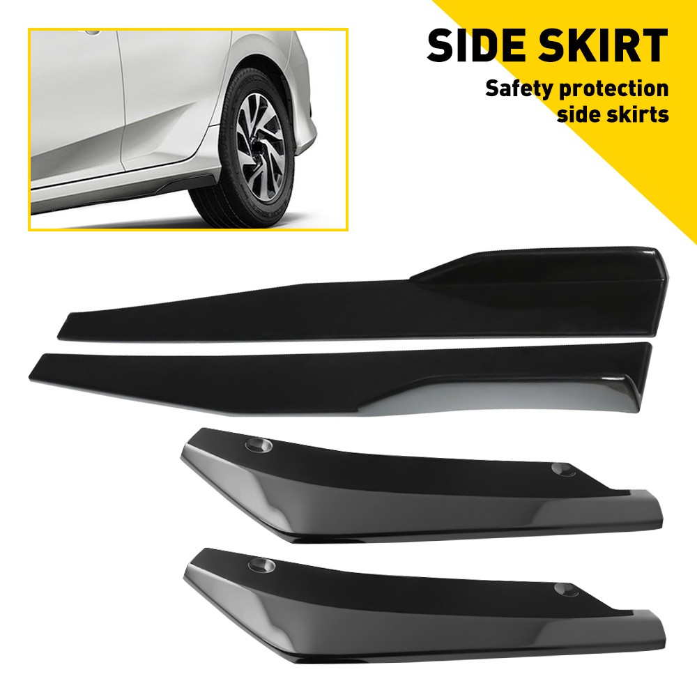 UK 75cm Universal Black Car Side Skirt Extension Rocker Panel Splitter Protector