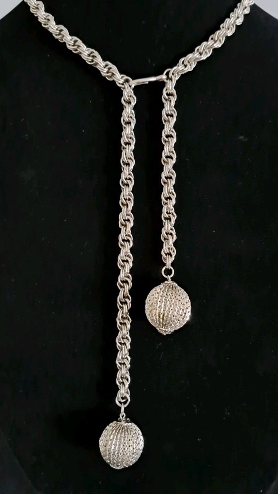 Vintage MONET Lariat Pendant Necklace Or Belt Large Drop Balls EXCELLENT COND