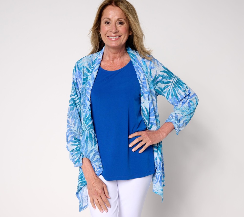 Susan Graver Women's Top Petite Sweater PL Textured Woven Multi-colored A689878