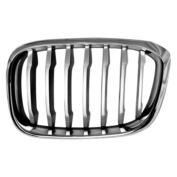 Grille For 2018-2021 BMW X3 Left Side Chrome Frame Black Slats Silver Front Edge