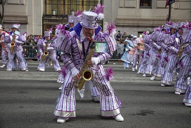 Philadelphia Pennsylvania 2019 Mummers Parade Broad Street saxophone band