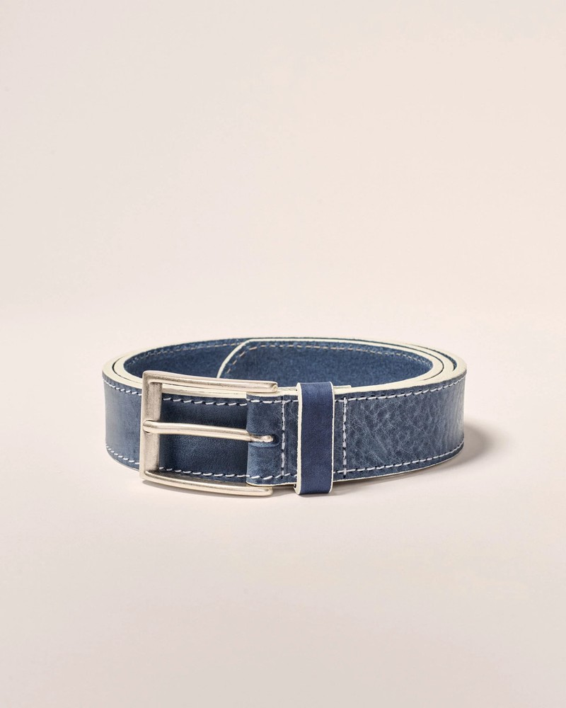 johnnie-O Painted Edge Leather Belt Maliblu Size 38