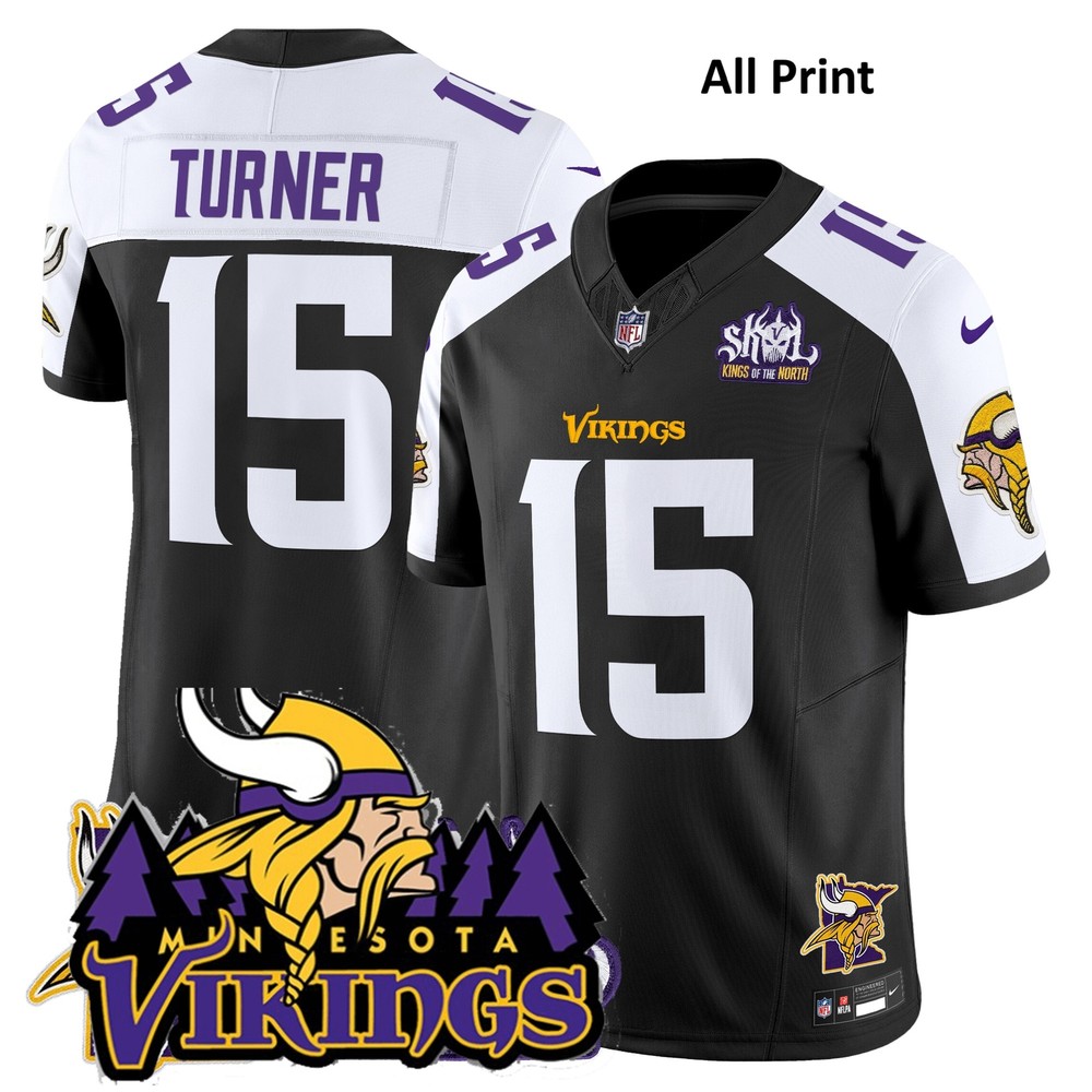 Minnesota Vikings #15 Dallas Turner Jersey - All Print Edition