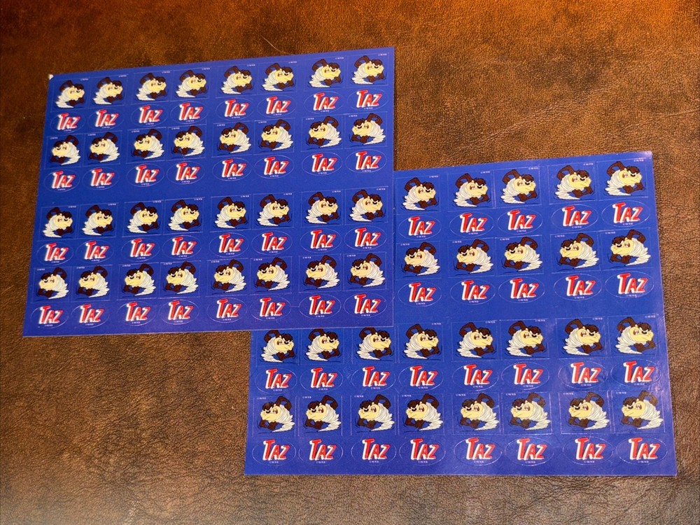 2x 1998 Taz Looney Tunes Sticker Sheets Warner Bros NOS 127Ttl