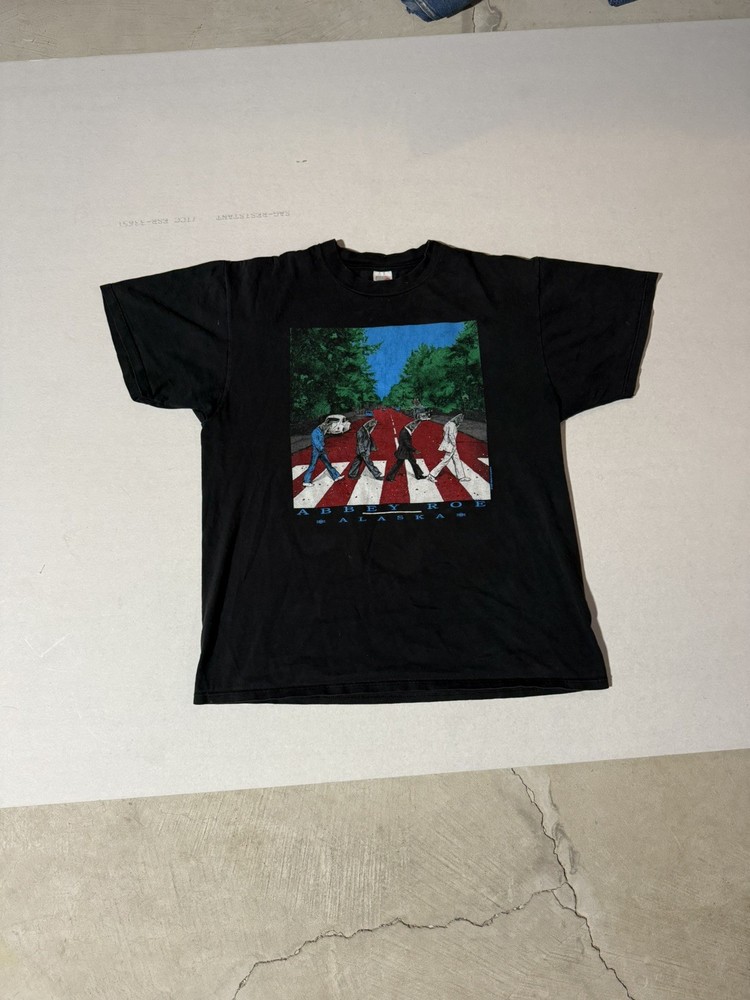 VTG Alaska T Shirt Mens XL Fish USA Made 90s Abbey Roe Beatles Ref