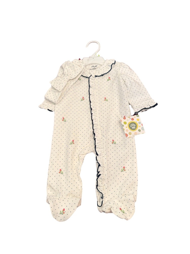 Little Me Rose Flower Polka Dot 3 Months Set Headband One-Piece Outfit Baby Kids