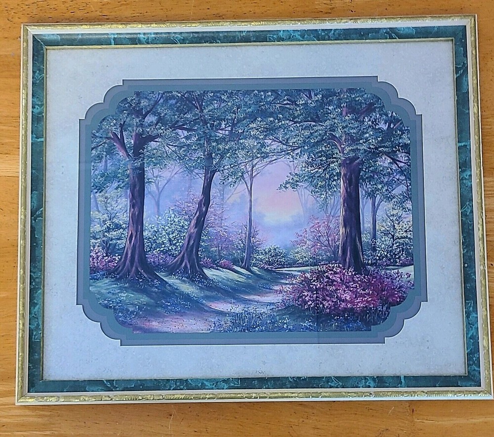 F. Buckley Signed Forest Path Art Print  Framed Matted 18