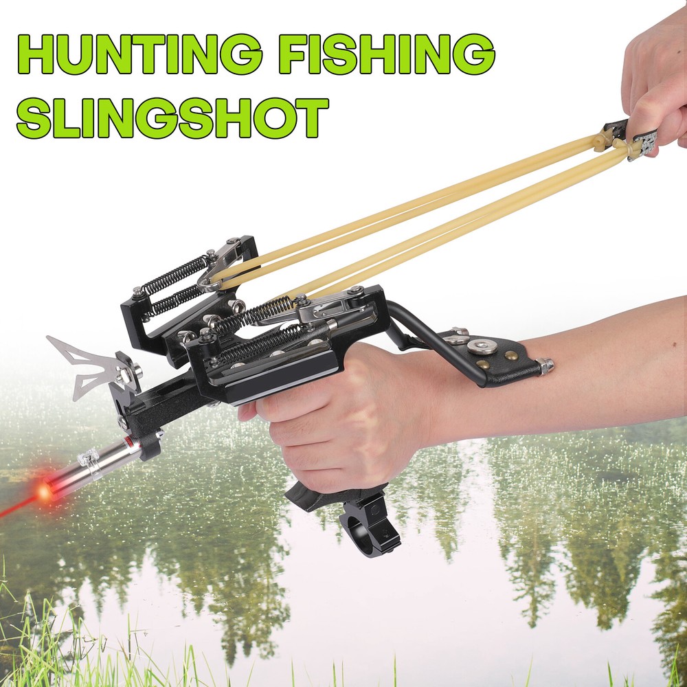 Slingshot Hunting Fishing Pro Heavy Duty High Velocity Catapult Laser Shoot Set