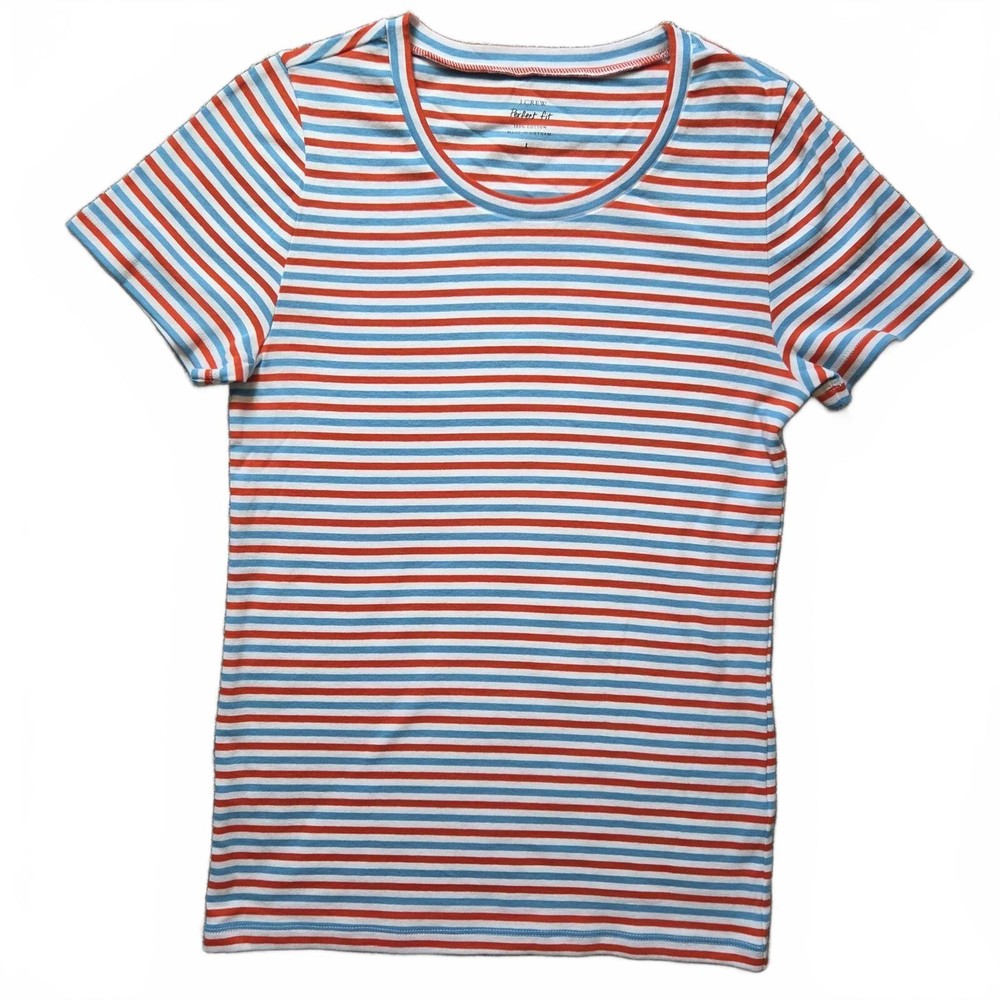 J.Crew Perfect Fit Striped Cotton T-Shirt Large