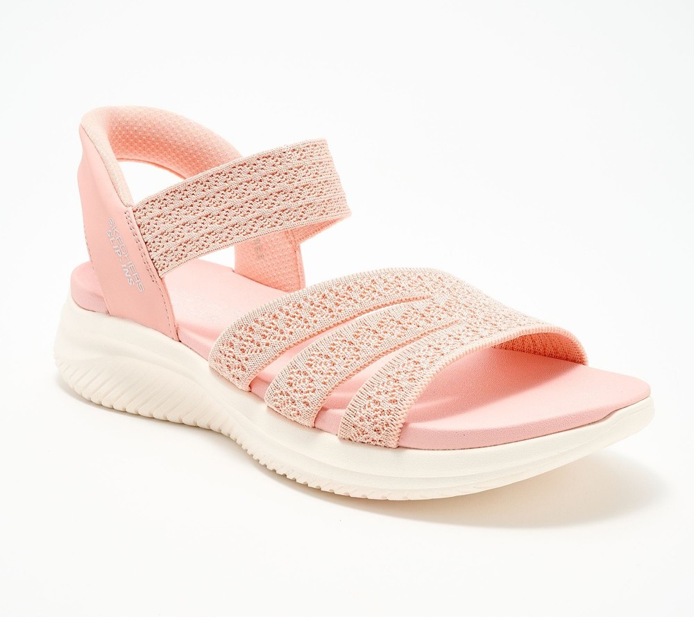 Skechers Women's Sz 7 Slip-ins Washable Knit Ultra Flex . Sandals Pink A687169