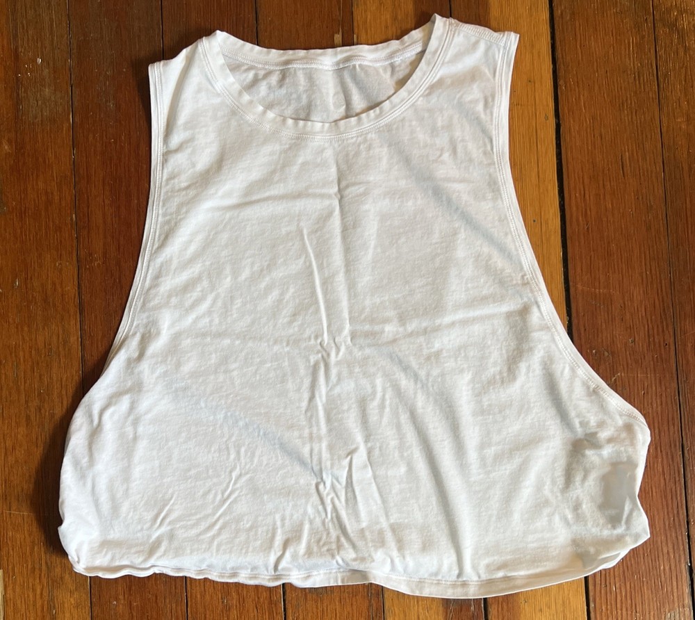 CRZ Yoga Pima Cotton Large Armhole Tank Top Women’s XL White Cropped