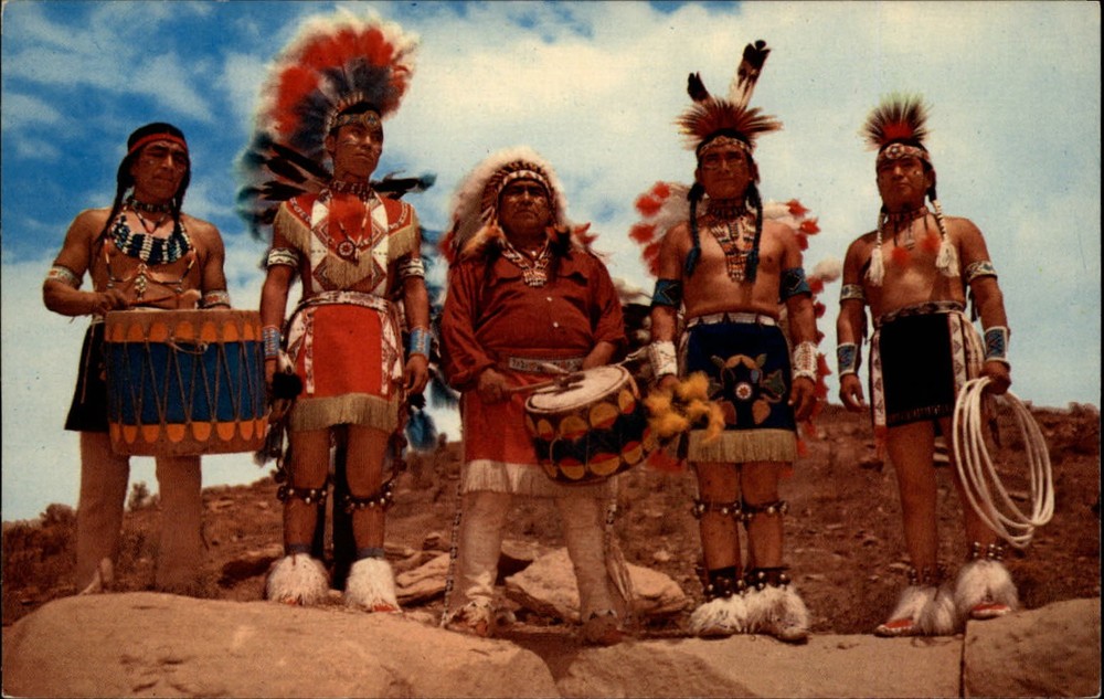 Gallup New Mexico Native Ceremonial Dress regalia Dancers vintage postcard