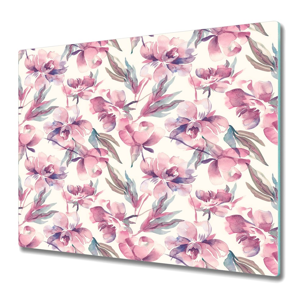 Glass Kitchen Chopping Board Floral Pink abstract painting delicate 60x52