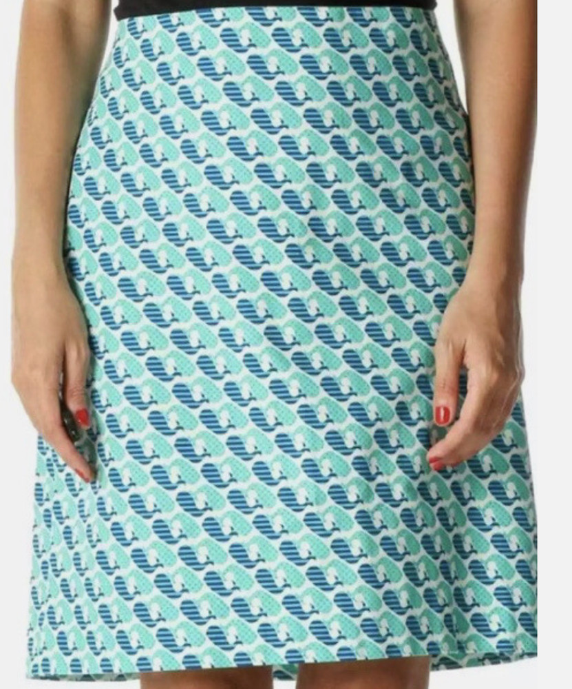 Talbots Whale Print Cotton Pencil Skirt Sz 16 blue green novelty stretch short