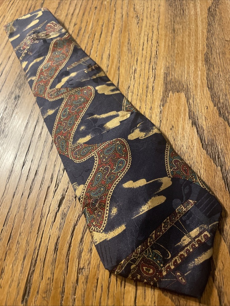 Vintage EUC Mario Valentino Abstract Paisley Silk Tie Necktie USA Men’s
