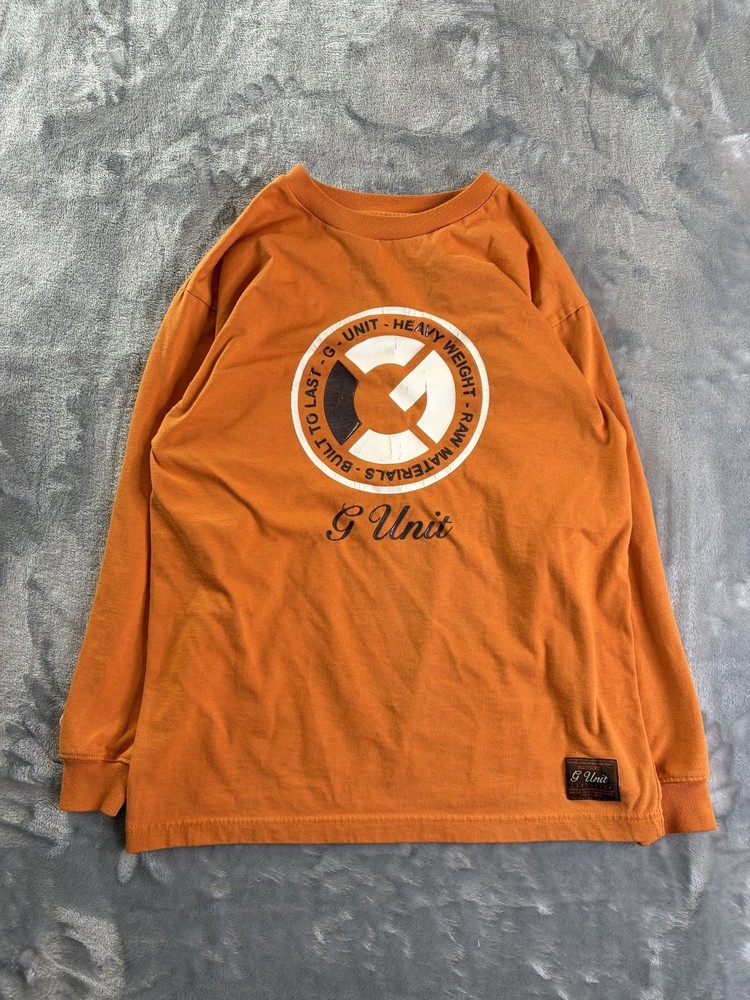 Vintage G-Unit Heavy Weight Raw Materials Long Sleeve T-Shirt Orange Men Size M