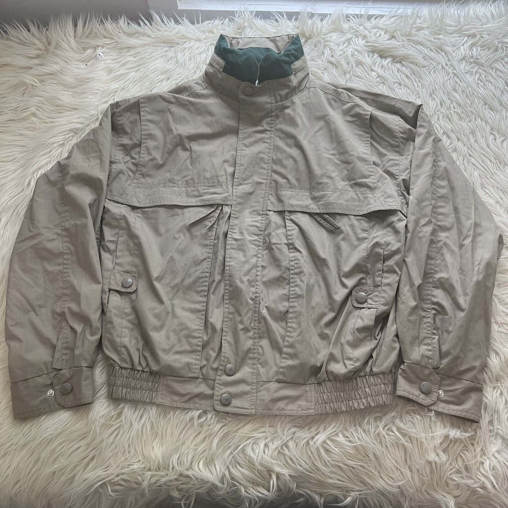 Vintage California Outerwear Windbreaker Jacket Khaki Full Zip Hooded Men’s L