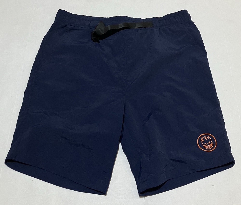 Spitfire Bighead Men's Navy Skate Shorts Large Athletic Swim Trunks Flame Wheel