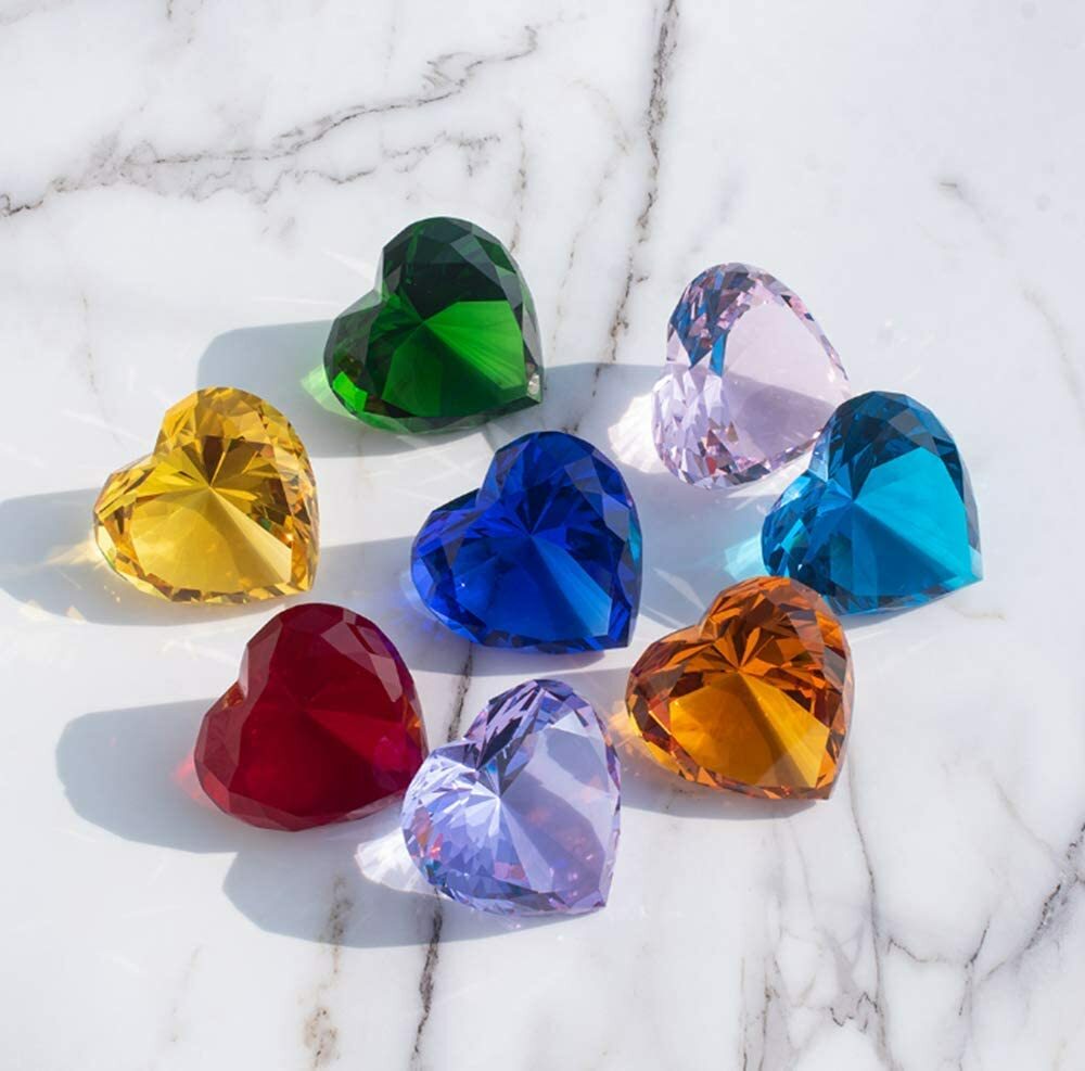 80mm/3'' Home Office Wedding Decor Valentine's Gift Glass Heart Shaped Diamond