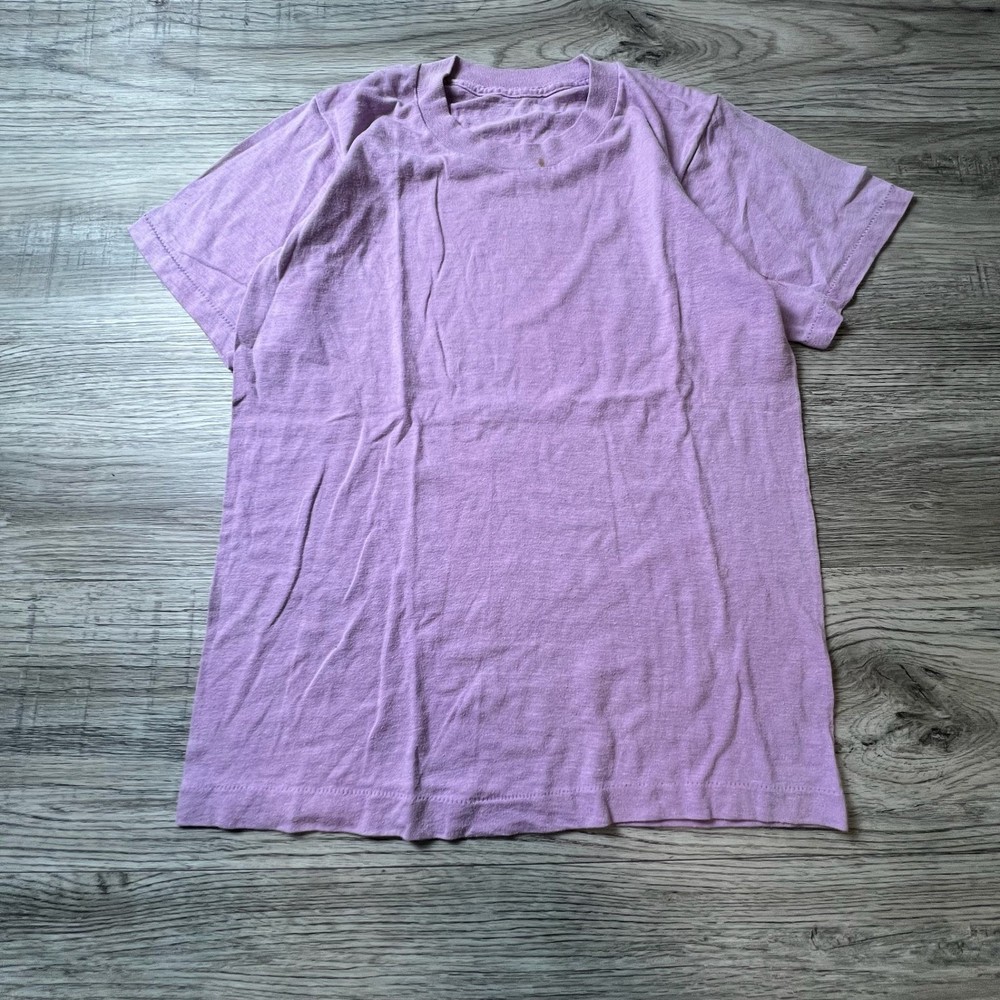 Vintage T-Shirt Unisex S/M Purple Single Stitch Blank 80s Retro Tee