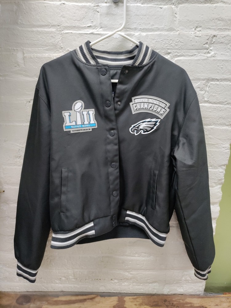 NFL Eagles Super Bowl LII Champions Black Bomber Jacket Size XL