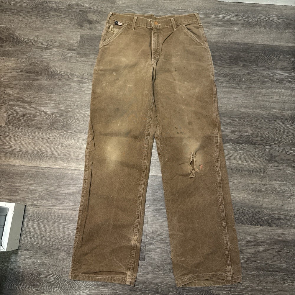 Carhartt Brown Faded Paint Splatter Carpenter Pants 30x32 Frayed Wow