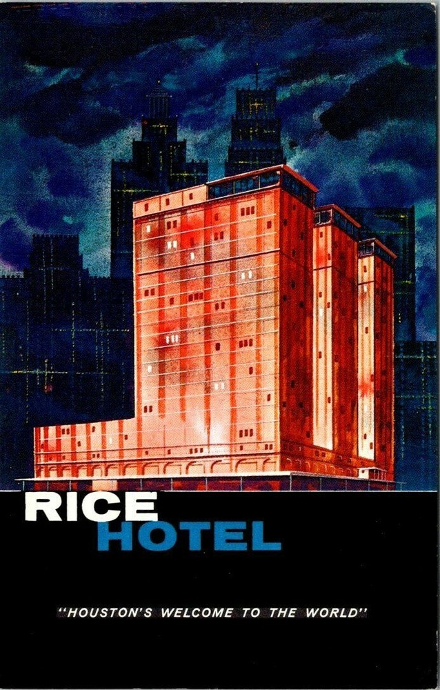 1950s Rice Hotel Luxurious Accommodation Downtown Houston Texas Vintage Postcard-image